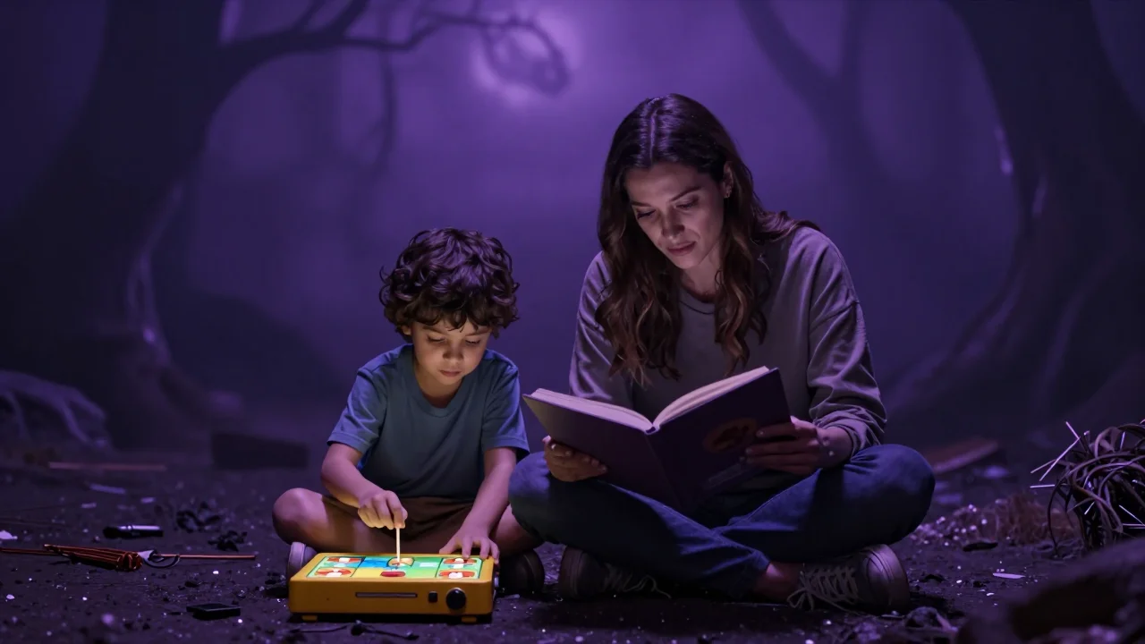 Çocuk ve ebeveynin birlikte oyun oynadığı aile ortamı. - görsel 2